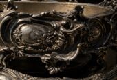 Bronz Üzeri Gümüş Kaplama Antika Jardinyer (Dönem Aynalı)